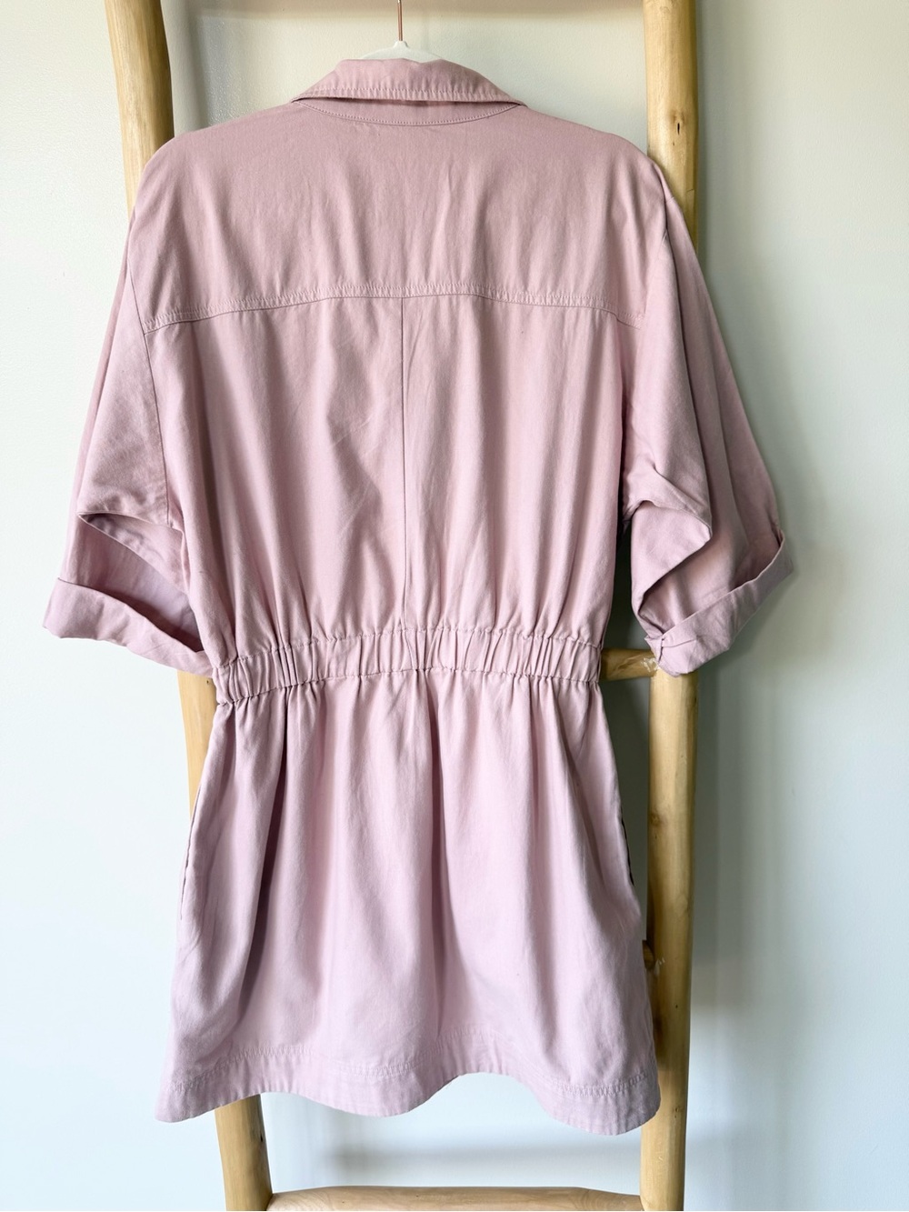Free People Hazel Dusty Pink Cotton Utility Button Down Mini Dress S - Picture 9 of 10